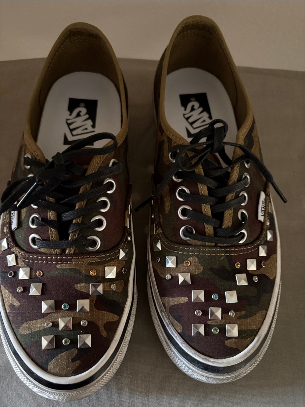 Vans Men's Camo Studded Low-Top Sneakers - Brown/Green